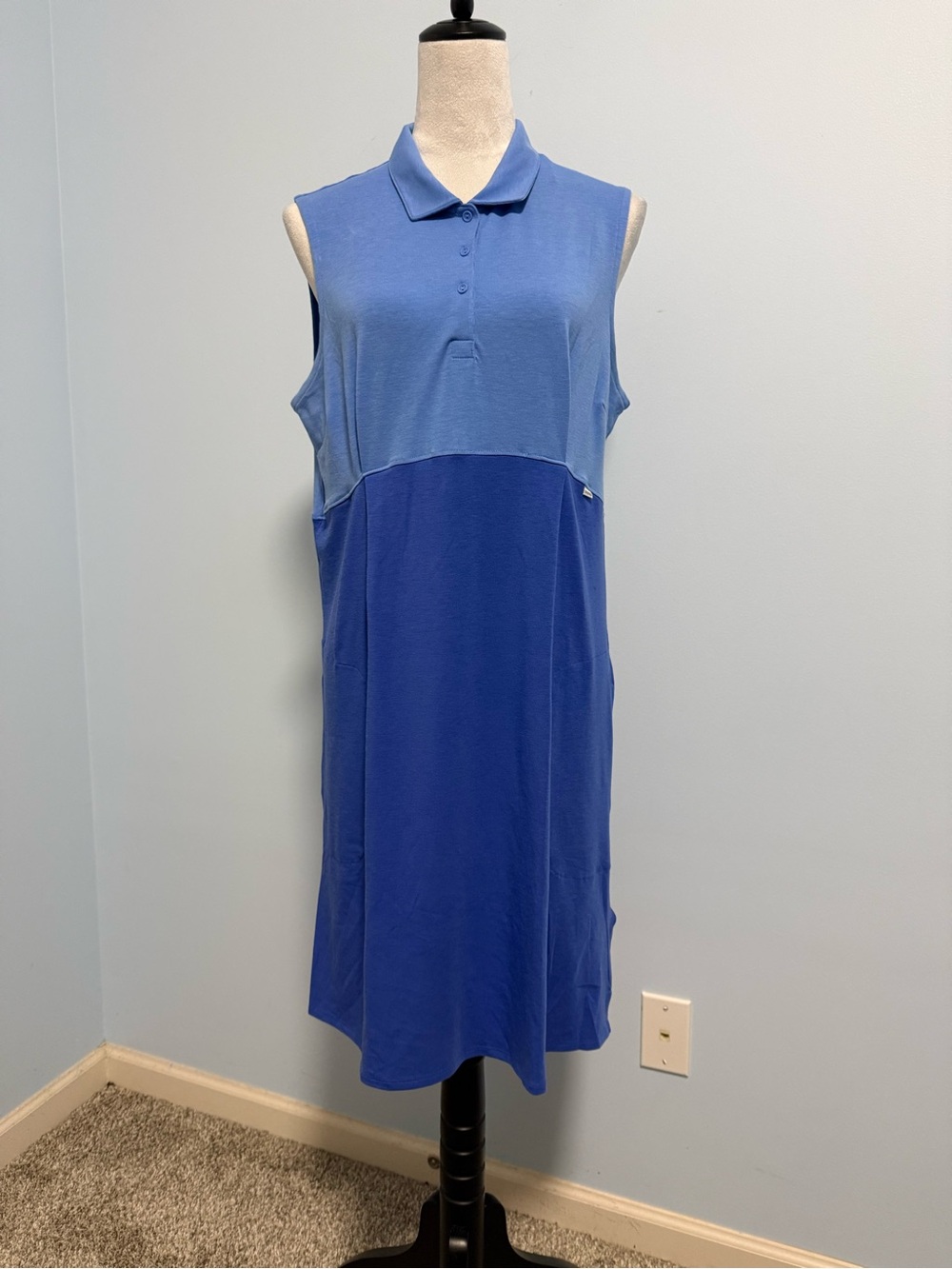 Puma Two-Tone Blue Sleeveless Polo Mini Dress
